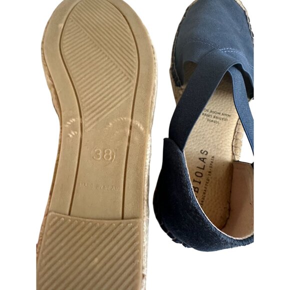 FABIOLAS Blue Slip On Espadrille Flats Size 38 - Picture 9 of 9